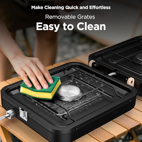 Propane 2-Burner Camping Stove with Carrying Bag, 17500 BTU Adjustable Burners, Portable Folding Gas Stove for Camping, Outdoor Cooking, Backpacking Camp Stove for BBQ, Camping Tailgating - Image 5