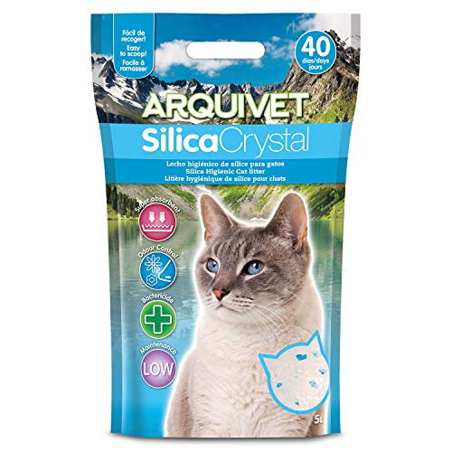 Arquivet Arena Gato Silica Crystal - Capacidad 5 L - Lecho higiénico a Base de sílice para Gatos, felinos - Capacidad Absorbente - Ayuda a Eliminar olores y bacterias para Mascotas