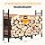 USCNC 4FT Matte Black firewood rack outdoor Indoor Holder for Fireplace Wood Storage?Outdoor Indoor Metal Wood Pile Storage Organizer, Patio Logs Stand tool