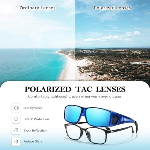 Image of TJUTR Polarized Fit Over Glasses Sunglasses for Men Women, Wrap Around UV400 Protection Sunglasses TS2611