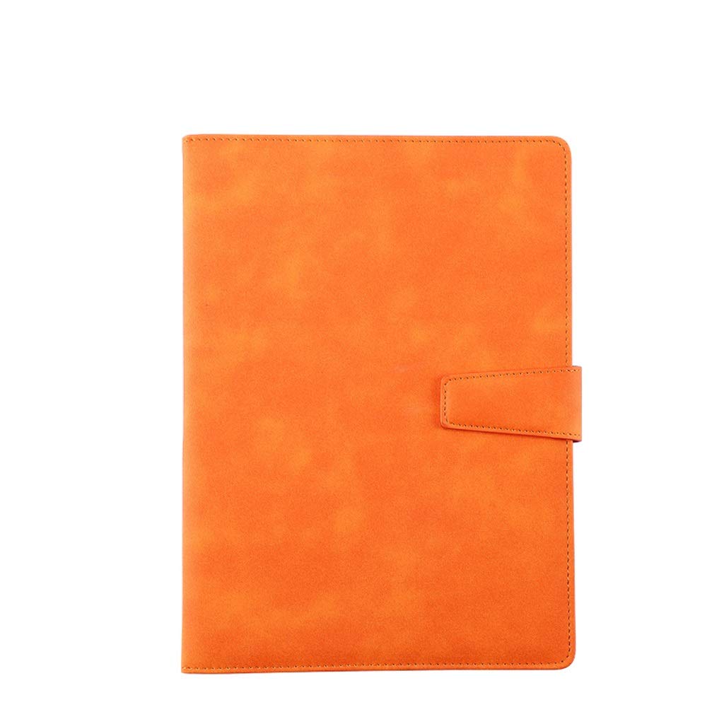 Notebooki skórzany notatnik wysokiej jakości zeszyt na spotkania biznesowe z długopisem żelowym czarny papeteria gruby papier do notebooka (kolor: Pomarańczowy, rozmiar: L)
