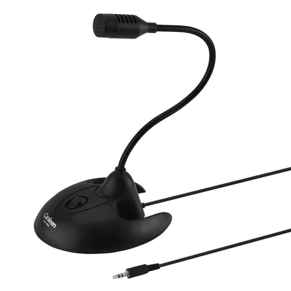 Microfono Desktop,ASHATA Microfono da Tavolo Flessibile a Collo D'Oca da 3,5 mm, Supporto Antiscivolamento Microfono a Condensatore per PC Stand Micro per Riunioni Aziendali, Chat Online, ECC.(Nero)