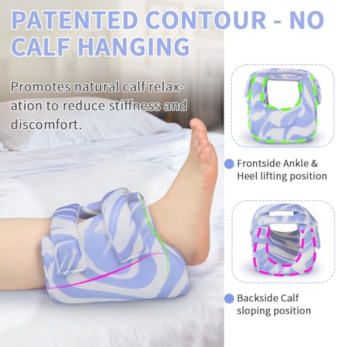 Image of 3D Heel Protector to Elevation Foot for Pressure Sores-1PC | Ankle Pillow Cushion for Bed Sores or Heel Pain Relief,Suitable for Elderly or Bedridden (Blue Stripe Pattern)