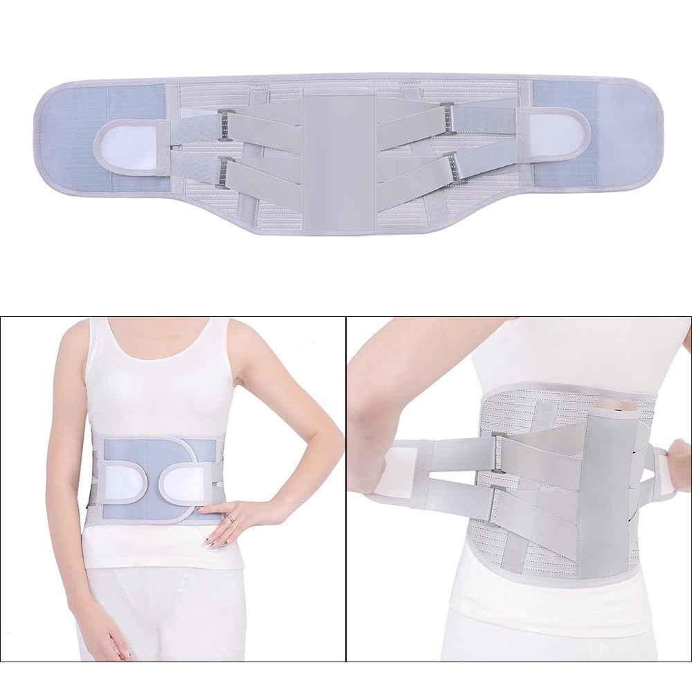 Cinturón De Soporte Lumbar con Almohadilla Extraíble, Refuerzo para La Parte Baja De La Espalda Soporte De Cintura Ortopédico para Hernia De Disco Faja De Descompresión Lumbar Unisex (Color : Gray,