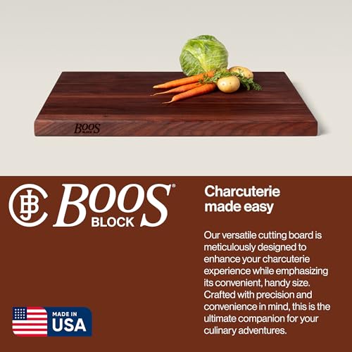 Image of John Boos Block WAL-R02 Walnut Wood Edge Grain Reversible Cutting Board, 24 Inches x 18 Inches x 1.5 Inches | 1.5 inch Thick, 17-lb Reversible Butcher Block with Edge-Grain & Finger Grips, Made in the USA