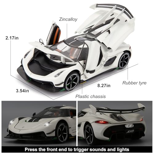 Modelo de coche Jesko 1:24 BDTCTK con luz y sonido miniatura 2