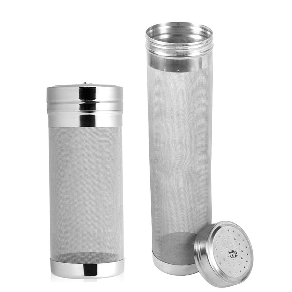 Filtro della conduttura, filtro della pompa dell'acqua, Filtro a maglie in acciaio inox for luppolo da 7x18/7x29cm, 300 micron, filtro for birra a maglie for homebrew, filtro a tramoggia asciutta for