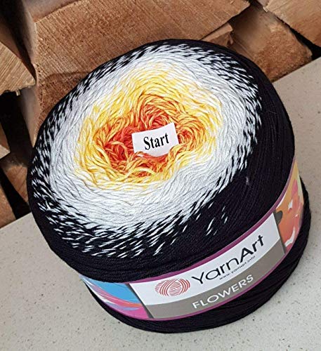 Image of Cotton Yarn Rainbow Flowers 55% Cotton 45% Acrylic 250gr 1094yds Multicolor Crochet Yarn Spring Summer 2 Sport