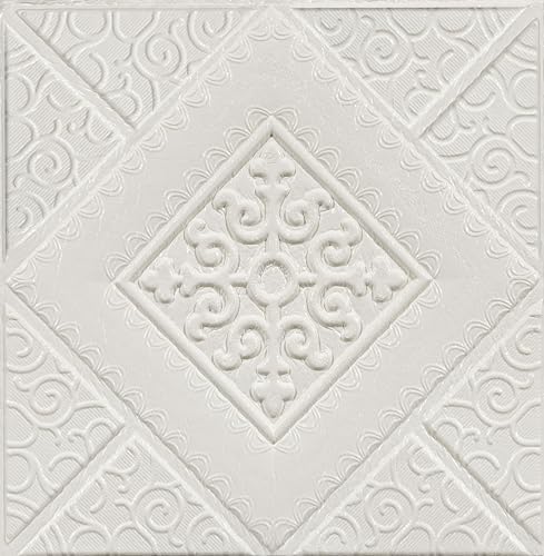 Ceiling Tiles 13.8 inÃ—13.8in 3D Wall Panels Easy Installation Peel and Stick Ceiling Panel Cover 21 Sq. Ft, Pack of 16 Tiles for Home roof and Wall