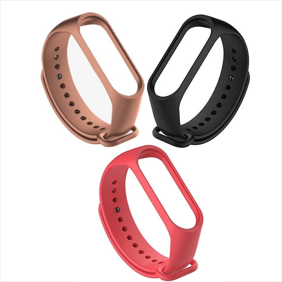 Inefable Mi Band 3 & 4 Strap Belt Original Soft Silicone Compatible with Mi M3 & M4 Device Not Included-Black-Red-Brown-
