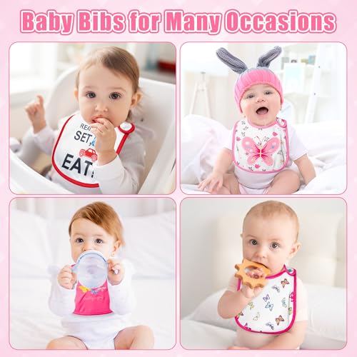 Cotton Waterproof Baby Bibs - 24Pcs Adjustable Hook Loop Closure Bib for Feeding Teething Drooling Eating, 6-12 Months 6