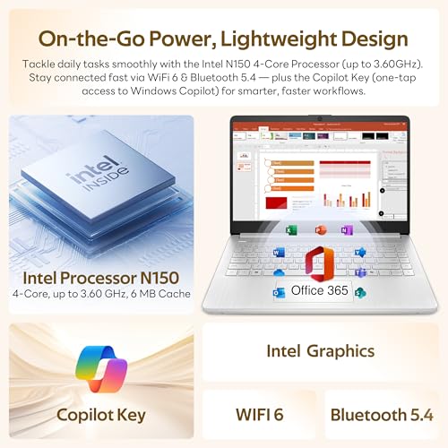 Image of HP Flagship 14 inch Laptop with AI Copilot for Student, 13th Gen Intel 4-Core, 4GB DDR4, 256GB Storage(128GB UFS+128GB Docking Station), Intel Graphics, Webcam, 1 Year Office 365, WiFi 6, Win 11 S, Silver