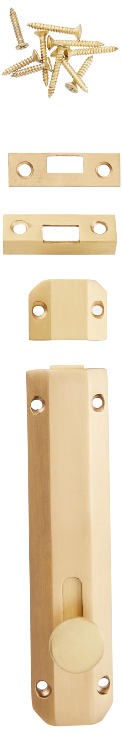Jedo Satin Brass Colour 150Mm (6") Heavy Duty Sliding Surface Door Lock Bolt For Internal Latch Doors And External Doors And Windows (Satin Brass)