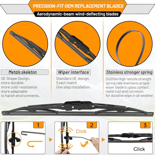 Image of OEM Windshield Wiper Blade Replacement for Chevy Bolt EV 2017 2018 2019 2020 2021 Original Equipment All-Season Rear Wiper Blade Set 26+26+12 (Set of 3)