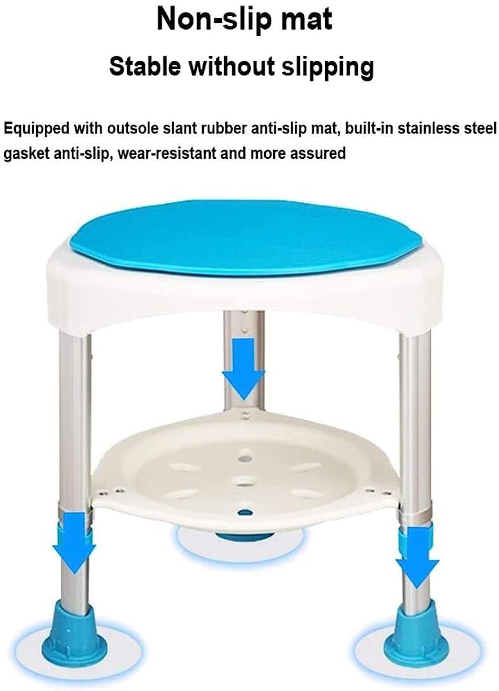 Taburete de ducha ajustable de aleación de aluminio de 360° para ancianos y discapacitados, asiento giratorio antideslizante para ayuda de baño y artículos de seguridad para el hogar