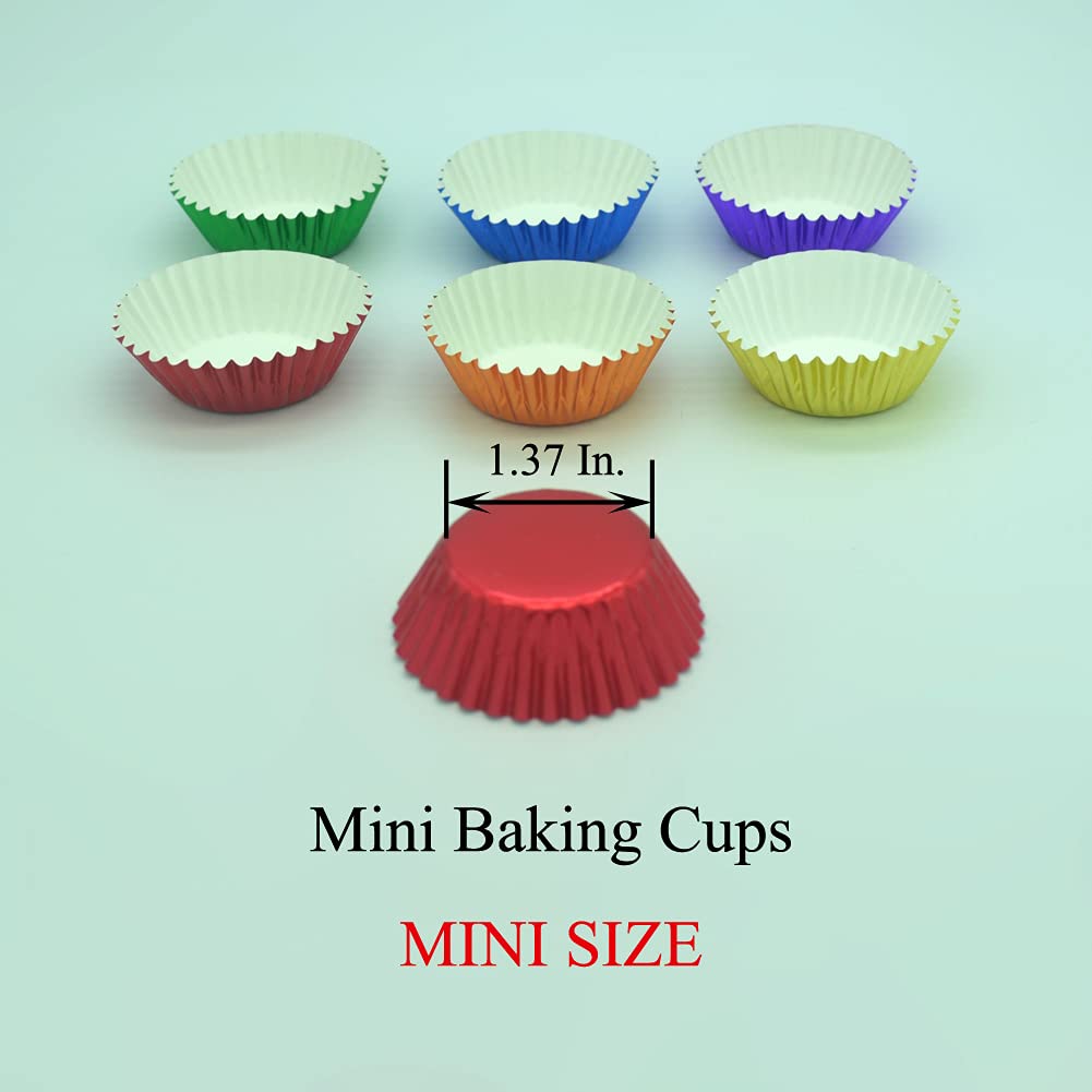 Huaswan Bright Rainbow Foil Cupcake Liners Mini Baking Cups for Party, 240-Count