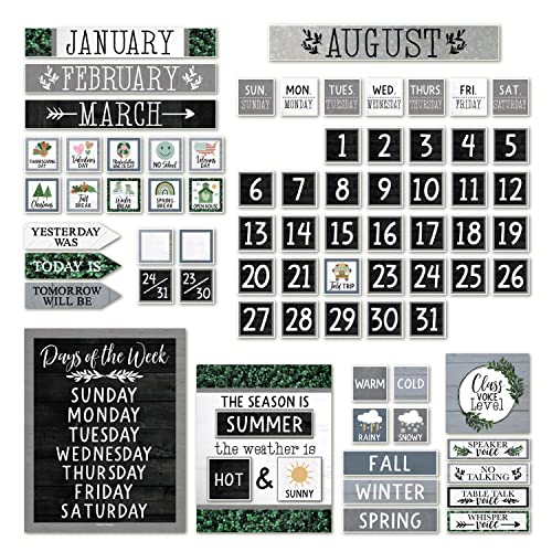 Classroomcalendarsetbulletinboarddecorschoolcalendarforclassroomelementarypreschoolbulletinboarddecorationswithweatherchartseasonsfarmhouseteachermusthaves  Urban Country Home Decor Classroom calendar set bulletin board decorschool calendar for classroom elementary preschool bulletin board decorations with weather chart seasons farmhouse teacher must haves  urban country home decor