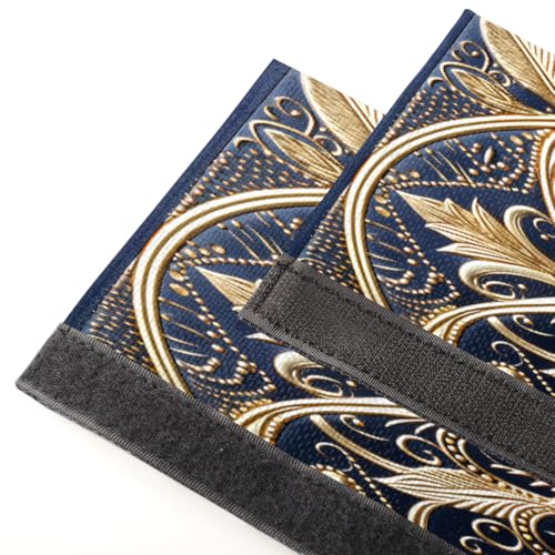 Image of Pardick Gold Blue Ethnic Refrigerator Door Handle Covers Set of 2 Gold Blue Ethnic Washable Fridge Dishwasher Mocrowave Oven Door Decor Protector Handle Cover Kitchen Appliance Decorative