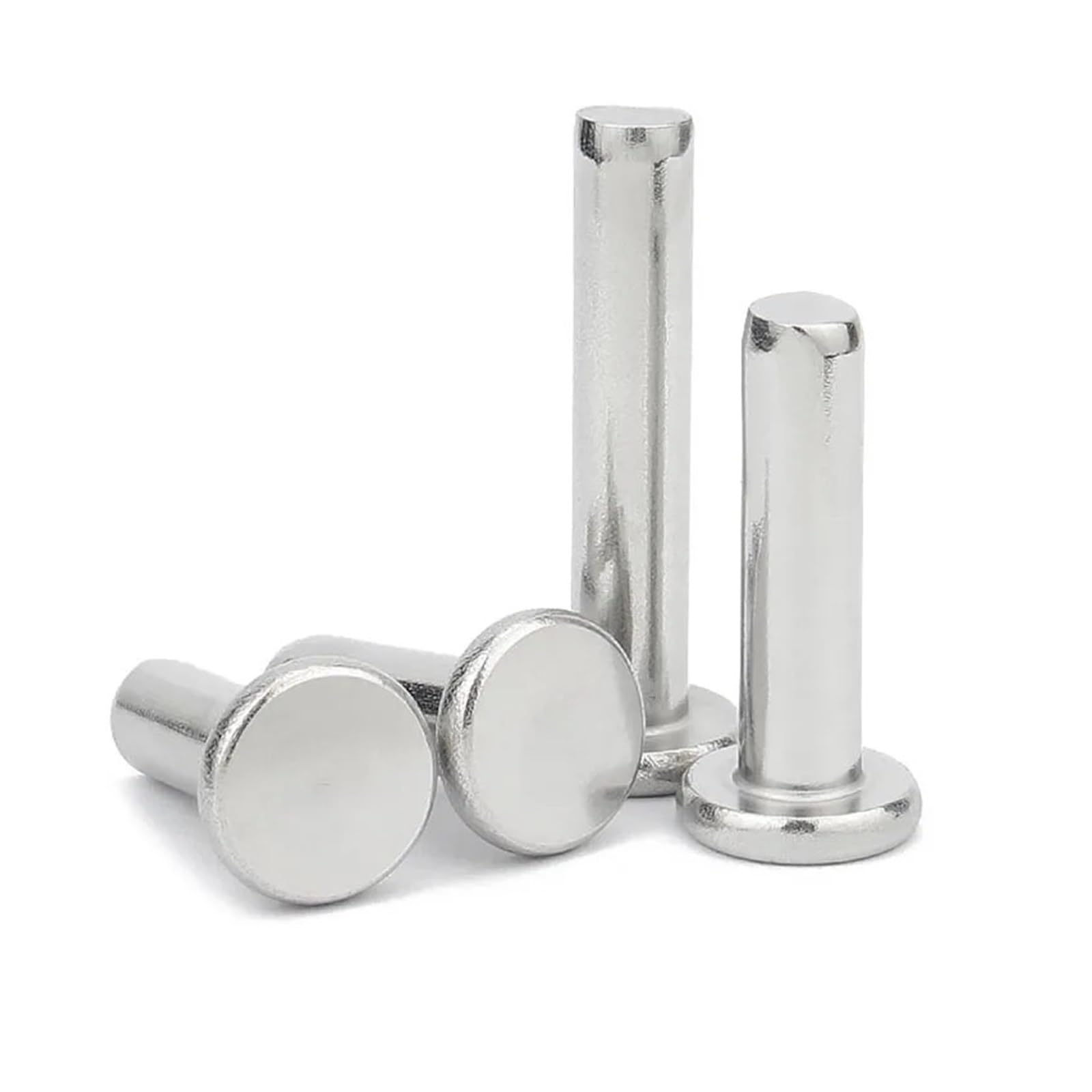 5/50pc M1.5 M2 M2.5 M3 M4 M5 M6 M8 GB109 304 Stainless Steel Flat Round Head Solid Rivet Self Plugging Knock-on Rivet Nail Bolts(10Pcs M6,50mm)