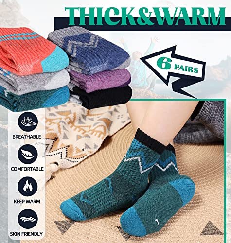 Dosmart Kids Merino Wool Hiking Socks Toddlers Boys Girls Thermal Winter Warm Thick Boot Cozy Cushion Crew Socks 6 Pairs(Stripe-01,8-12 Years) #TOP4