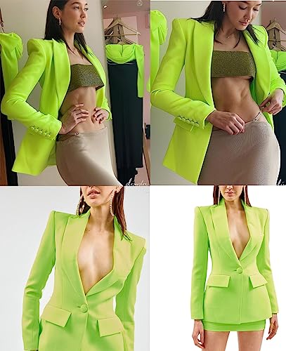 Women's Suit One Button Long Sleeve Peak Lapel Jacket Skirt Outfits Casual Party Leisure Tuxedos4
