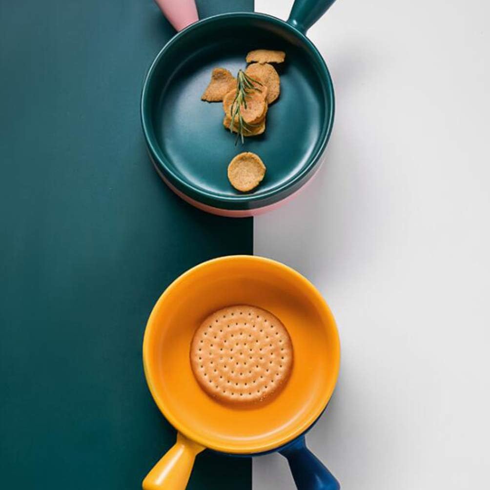 2 Pcs Bread Baking Tray Baking Plate Milk Boiling Pot Cake Bowl Broiler Safe Bowl Griddle pan Chocolate Pot Fruit Dish Color Salad Plate Steak Decorate Baby