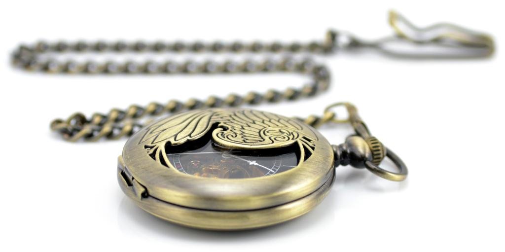 Stayoung Steampunk Bronzo Antico Numeri Romani Orologio da Taschino Meccanico a Carica Manuale con Ciondolo a Forma di Fenice Uccello di Fuoco