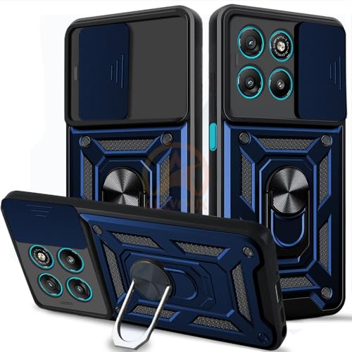Image of Armor Bumper Back Cover Case for Motorola Moto G67 Power 5G / G57 Power 5G Rotating Camera Cover, Ring Holder & Kickstand | Heavy Duty & 360 Degree Protection Back Cover (Blue)