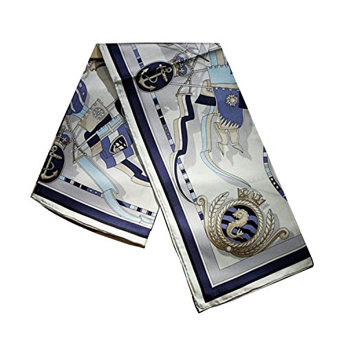 ZAPP Filles & Fils Paris Silk Run - Bleu Hippocampe Foulard carré en 100% soie imprimé (90 cm* 90 cm, taille: L) Cover