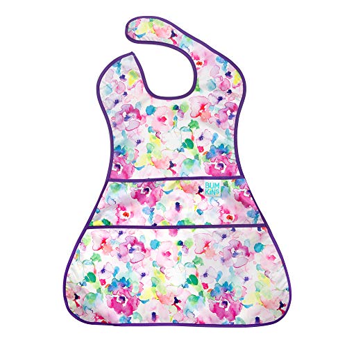 Bumkins Supersized Superbib, Oversized Baby Bib, Waterproof, Washable, Stain & Odor Resistant, 6-24 Months - Watercolor