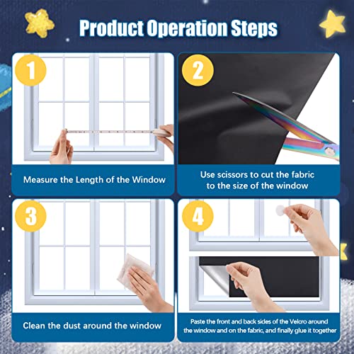 Opopark Portable Blackout Blind, Blackout Material 300x145cm Free Cut Size & Shape No Drill Blackout Blinds with 48 Pairs Self Adhesive Fasteners for Bedroom, Nursery, Loft, Travel(300 * 145cm) - Cosy Home Interiors Opopark Portable Blackout Blind, Blackout Material 300x145cm Free Cut Size & Shape No Drill Blackout Blinds with 48 Pairs Self Adhesive Fasteners for Bedroom, Nursery, Loft, Travel(300 * 145cm) - Image 3