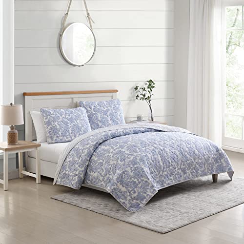 Stone Cottage- Queen Quilt Set, Cotton Reversible Bedding Set, All Season Cottage Home Décor (Field Of Paisley Blue, Queen) #TOP1