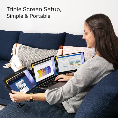 Image of SideTrak Swivel 12.5 inch Portable Monitor for Laptop, Patented Swivel Hinge, Triple Screen Laptop Setup | FHD Dual Screen w /Kickstand, USB-C & HDMI, Mac, PC, Chrome Compatible (Triple Monitor)