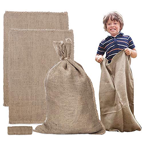 Burlap Bags,4 Pieces Extra-Large Burlap Bags Sturdy and Rugged Burlap Bags for Planting/Gardening,Kids Sack Bag,Birthday Party Game for Kids & Adults (24" x 40")