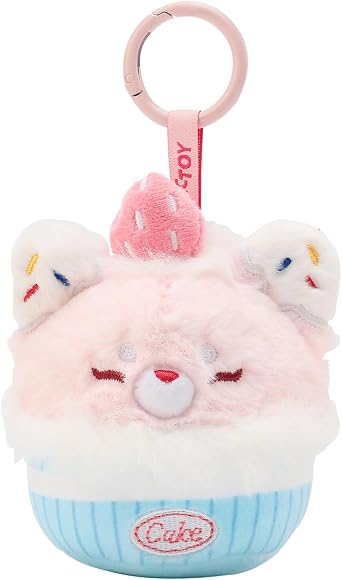 Strawberry Cupcake Plush Keychain, Cute Soft Stuffed Pendantpink