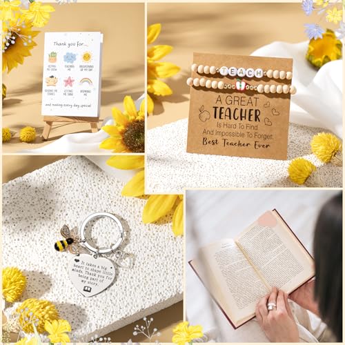 Image of UAREHIBY 9 PCS Teacher Appreciation Gifts for Women,Thank You Gift from Student with Tote Bag,Back to School End of Year Christmas Valentine Day Gift