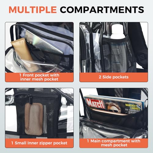 Image of Gloppie Clear Backpack - Heavy-Duty TPU Security Bookbag for Work, Travel & Stadium Events | Fits 15.6 inch Laptop