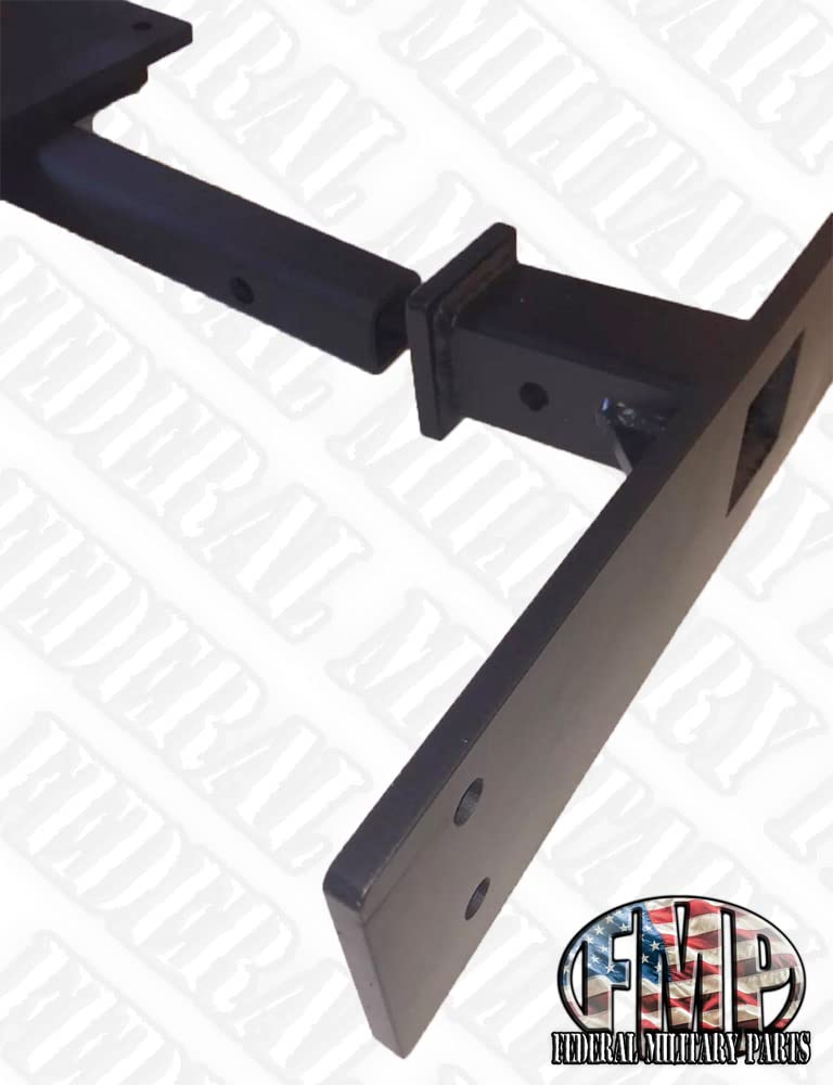 Military Truck 2 Piece Winch Plate for Front Bumper, 2 Inch Receiver + Mounting Plate, fits M998 Slant Back M1043a2 M1045a2, Compatible with Humvee