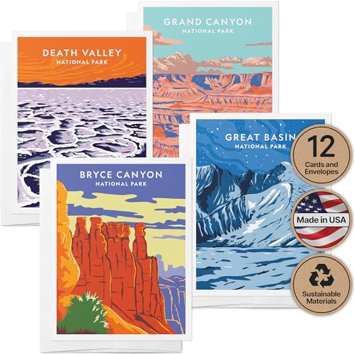 Image of Twigs Paper National Park Cards, 12 Scenic Blank Note Cards with Envelopes