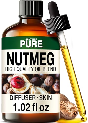 Image of 100% Pure Nutmeg Oil - 1 Fl Oz Nutmeg Essential Oil for Hair, Skin, Diffuser, Aromatherapy & DIY Soap Making Scent