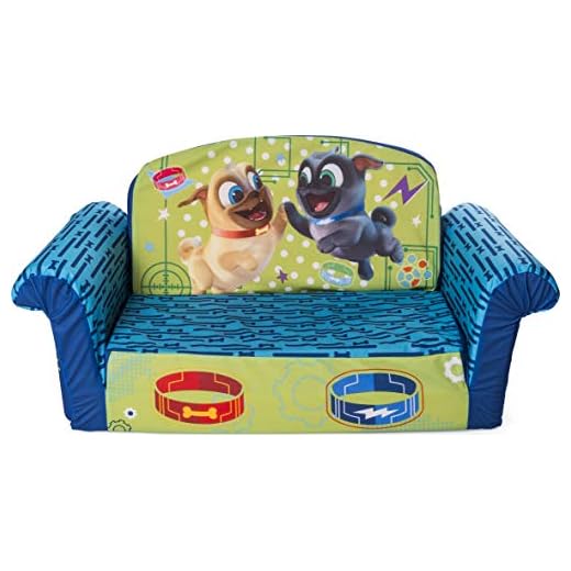 Marshmallow Furniture , Children's 2 In 1 Flip Open Foam Sofa, Disney's Puppy Dog Pals by Spin Master, Multicolor