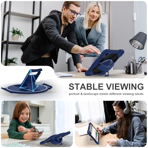 Image of Nitupai for Galaxy Tab A11+ Plus / A9+ Plus Case 11 Inch 2025 /2023, Navy | Rugged Galaxy Tab A11+ Case Samsung A9 Plus Tablet Cover with 360 Rotating Stand Hand Strap Shoulder Strap Screen Protector