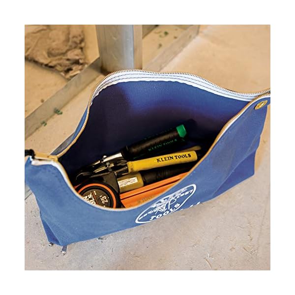 Klein Tools 5539LBLU Reißverschlusstasche, große 40,6 cm Canvas-Werkzeugtasche zur Aufbewahrung von Werkzeug, mit… – Bild 5