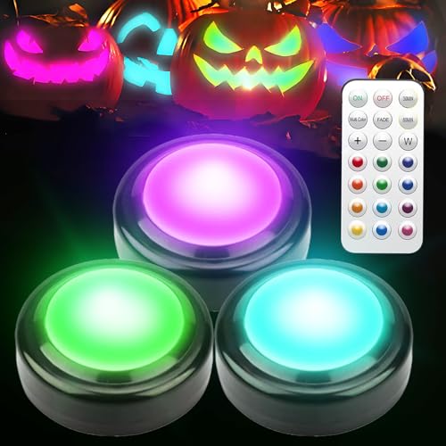 Light up Pumpkin Halloween Decoration,Pumpkin Light with RGB Remote,Color Changing Flameless Led Candles for Jack o Lantern,Muti Color Battery Operated Black Night Light for Halloween Chirstmas Décor