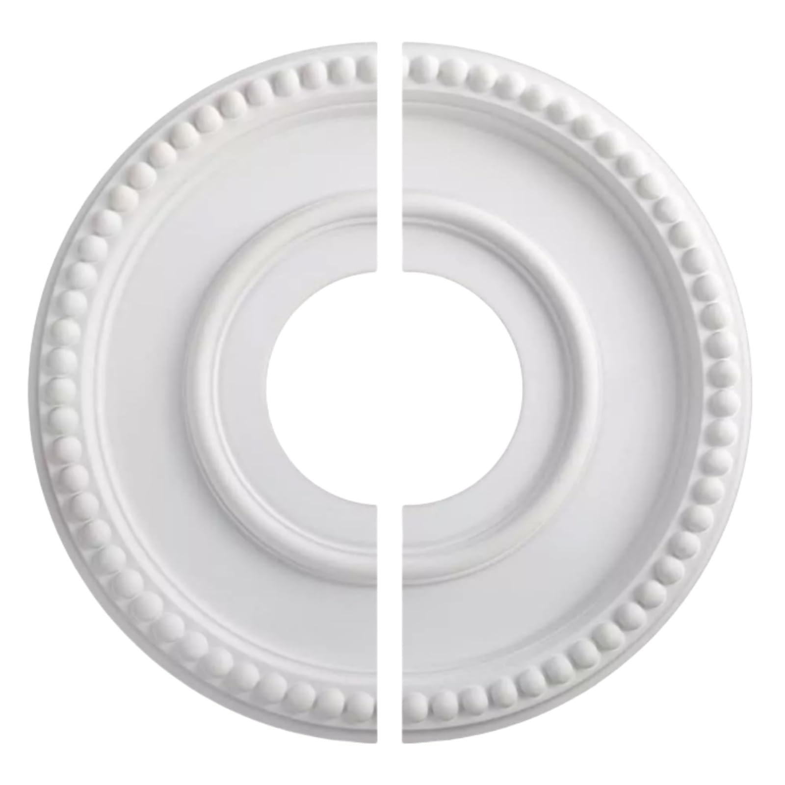 Medallón Techo Redondo Pumixiy 12 Pulgadas - Estilo Europeo Tallado, PU Blanco, Para Lámparas