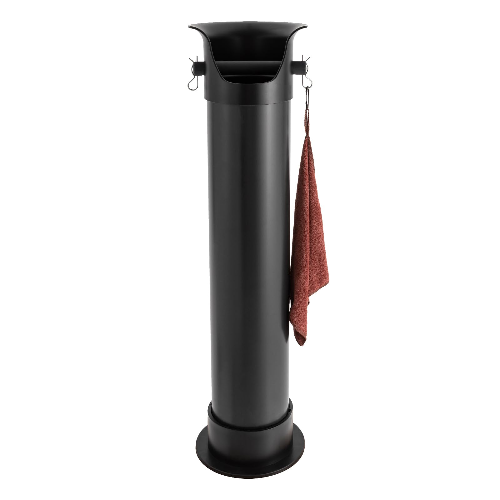 Knock Box for Espresso Coffee Grounds, Coffee Knock Box with Non-Slip Base & 2 Hooks, 18L Large Capacity Espresso Dump Bin, Commercial Floor Standing Knockbox for Kitchen, Coffee Shop, Bar (Black)