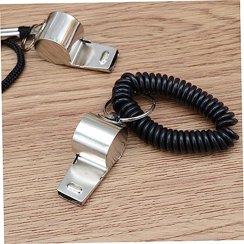 Silbatos de acero inoxidable con cordón para árbitros 2 piezas miniatura 5