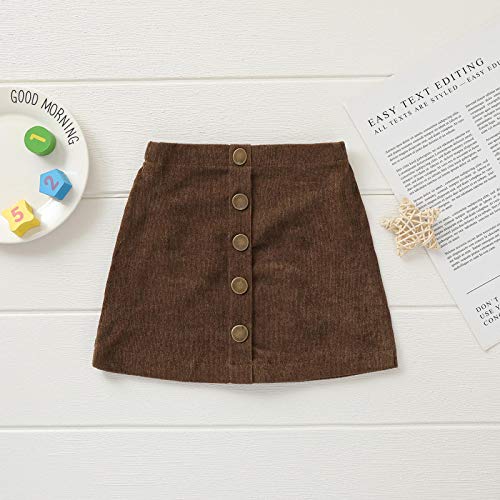 Ynibbim Summer Toddler Baby Girls Button Short Skirt Solid Corduroy Skirt 0-3T2