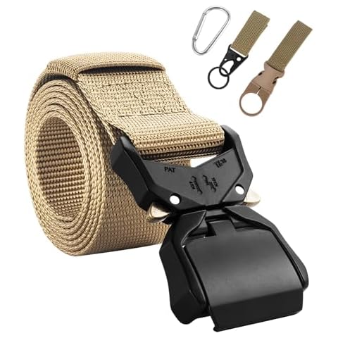 LandFoxtac Tactical Gun Belts for EDC, Nylon Hunting Belt for Heavy Duty with Quick Release Buckle, Sports Belt for Men/Women Outside（TAN） Cover