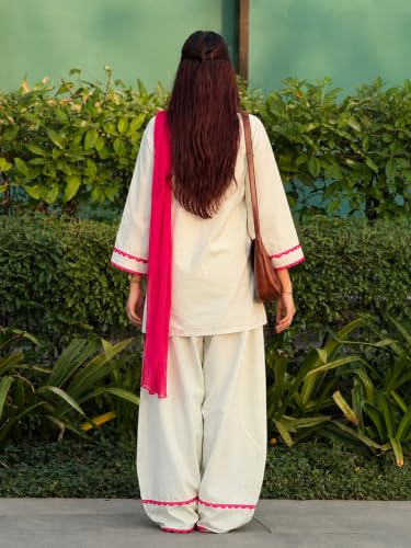 Image of ANNI Designer Cora Cotton Farshi Salwar Suit for Women | Farsi Style Kurti | Farasi Kurta with Dupatta | Parsi Ethnic Dress | Indian Office Party Traditional Clothing Fashion Wear